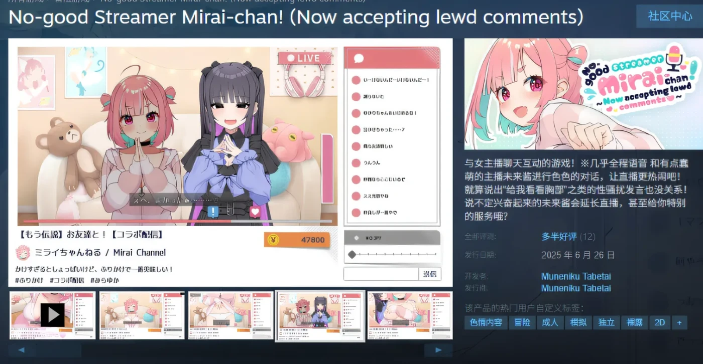 图片[2]-[PC游戏]T14545 No-good Streamer Mirai-chan! Steam官方中文版 [更新/1.3G]-资源巴士